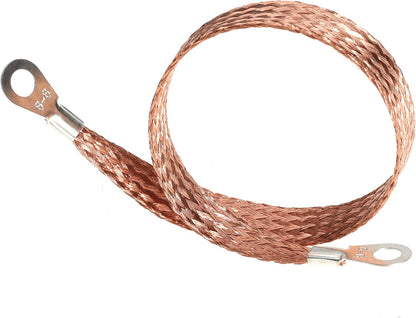 11.4'' Braided Ground Strap Automotive Tinned Copper Ground Strap with 1/4" Terminal Lugs 3pcs