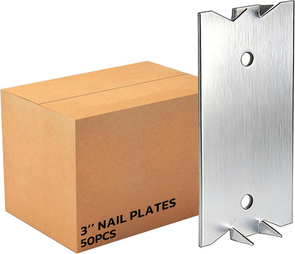30PCS 3 x 1.5 Inch Nail Plate for Wood Studs, Metal Cable Protector Plate Safety Nail Plates with Sharp Pointed Prongs, Steel Cable Wire for Protecting Plumbing and Wiring