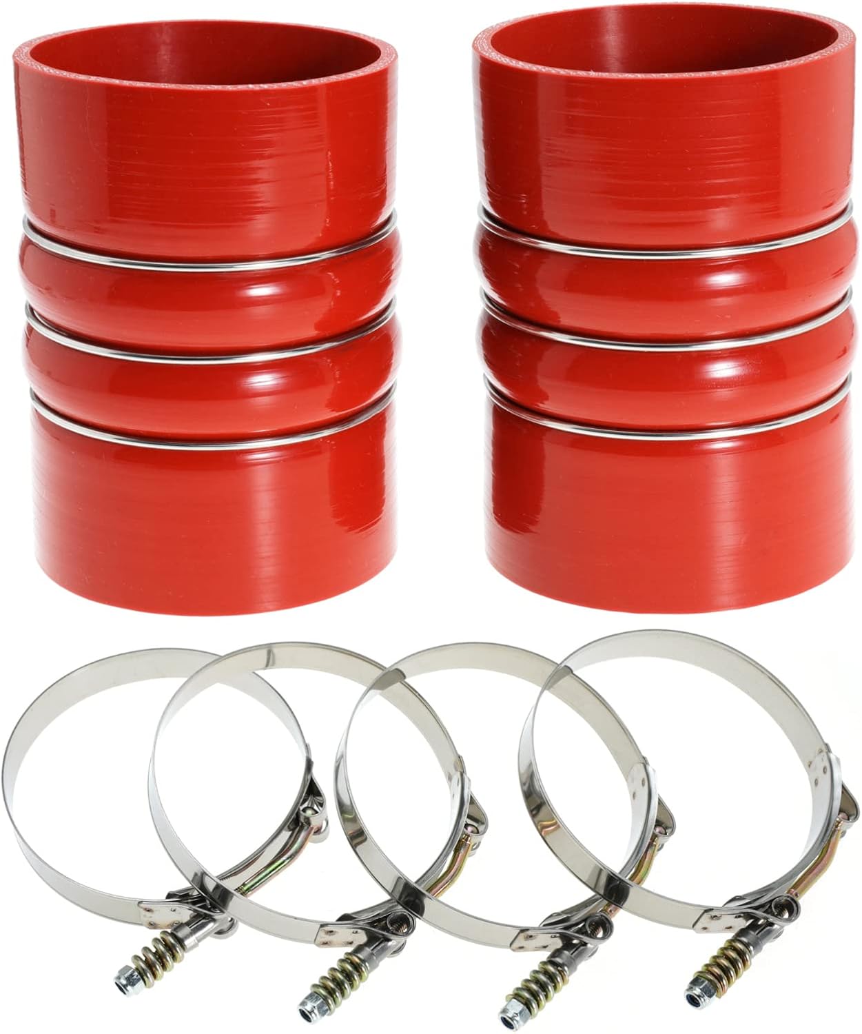 Silicone Charge Air Cooler Hump Hose Boot Set 4" X 6" 4 inch with T Bolt Clamp Red