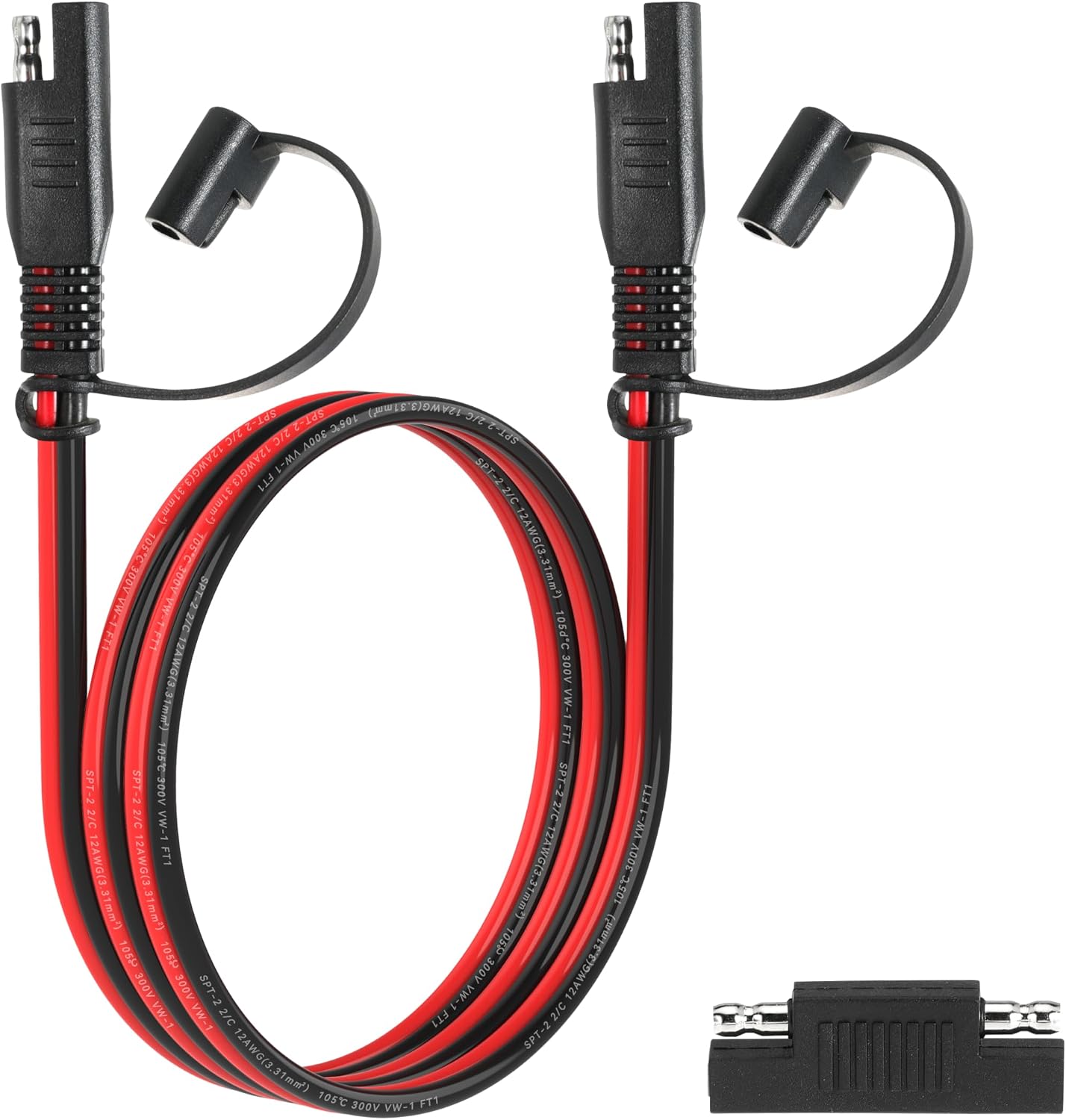 3FT 12AWG SAE Extension Cable, 12 AWG SAE Quick Disconnect Wire Harness 12 Gauge with Polarity Reverse Adapter for Solar Panel RV Battery Automotive and Marine Applications (12AWG 3FT)