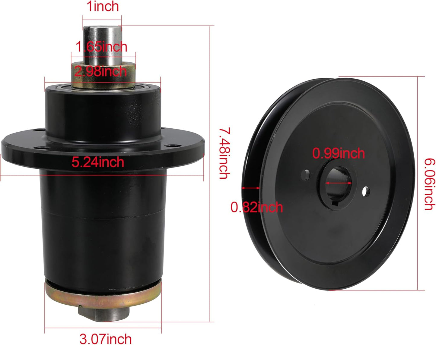 Deck Spindle with 033-6006-00 Pulley 037-6015-00 037-6015-50 Stens 285-951 | Fit Bad Boy ZT Elite Limited 54 ZT Elite 54 Maverick 54 Lawn Mower Replaces 037-6015-50 037-6015-00