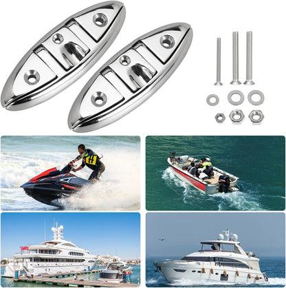 316 Stainless Steel Boat Folding Cleats Flip-up Dock Cleat with Screws Marine Dock Rope Cleats Compatible with Kayak Yacht Pontoon Boat
