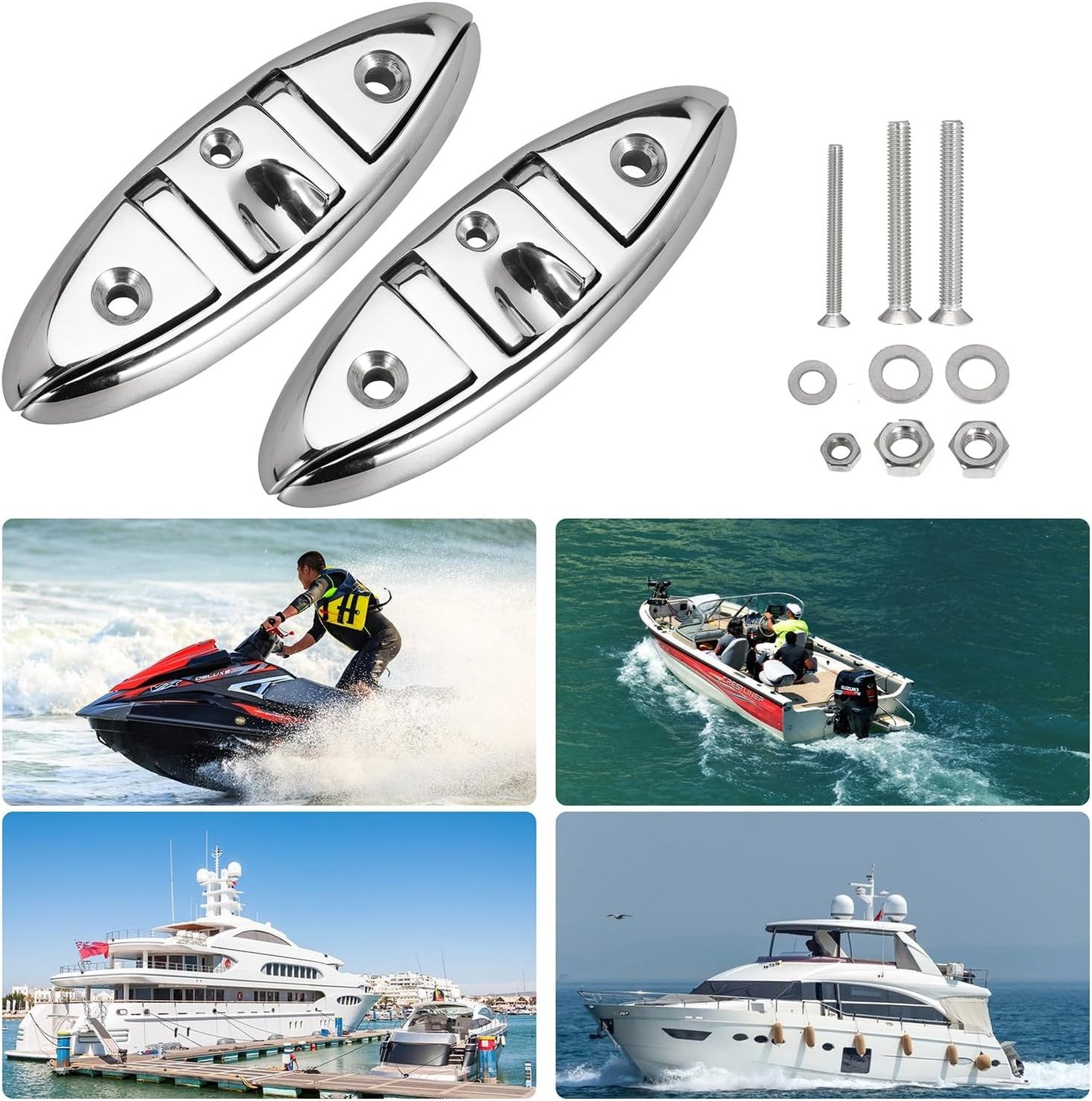 316 Stainless Steel Boat Folding Cleats Flip-up Dock Cleat with Screws Marine Dock Rope Cleats Compatible with Kayak Yacht Pontoon Boat