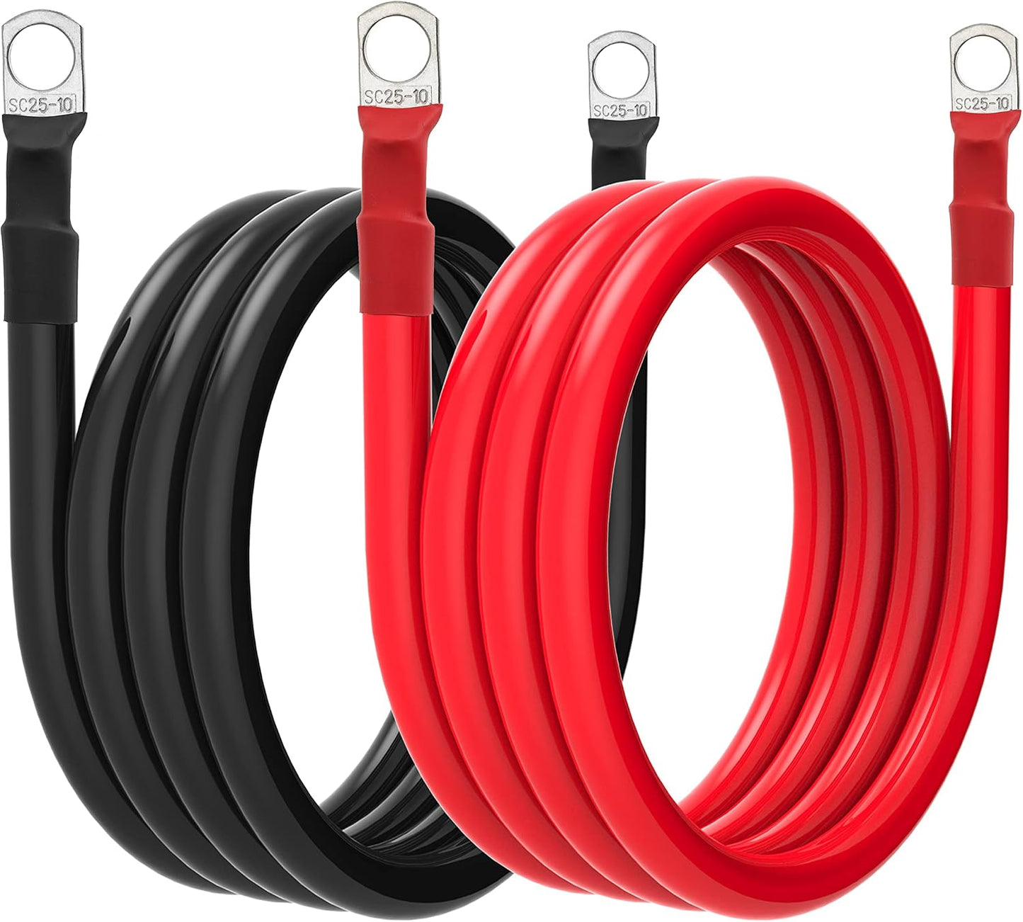 4 AWG Battery Cable 4 Gauge Battery Wires with 3/8 terminals Power Inverter Cables for Solar Boat Marine RV Car (5FT, 1 red+1 black cable)