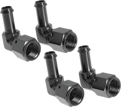 Female 6AN to 5/16 Hose Fuel Fittings 90 Degree Swivel Oil Line Pipe Adapter Black 2PCS