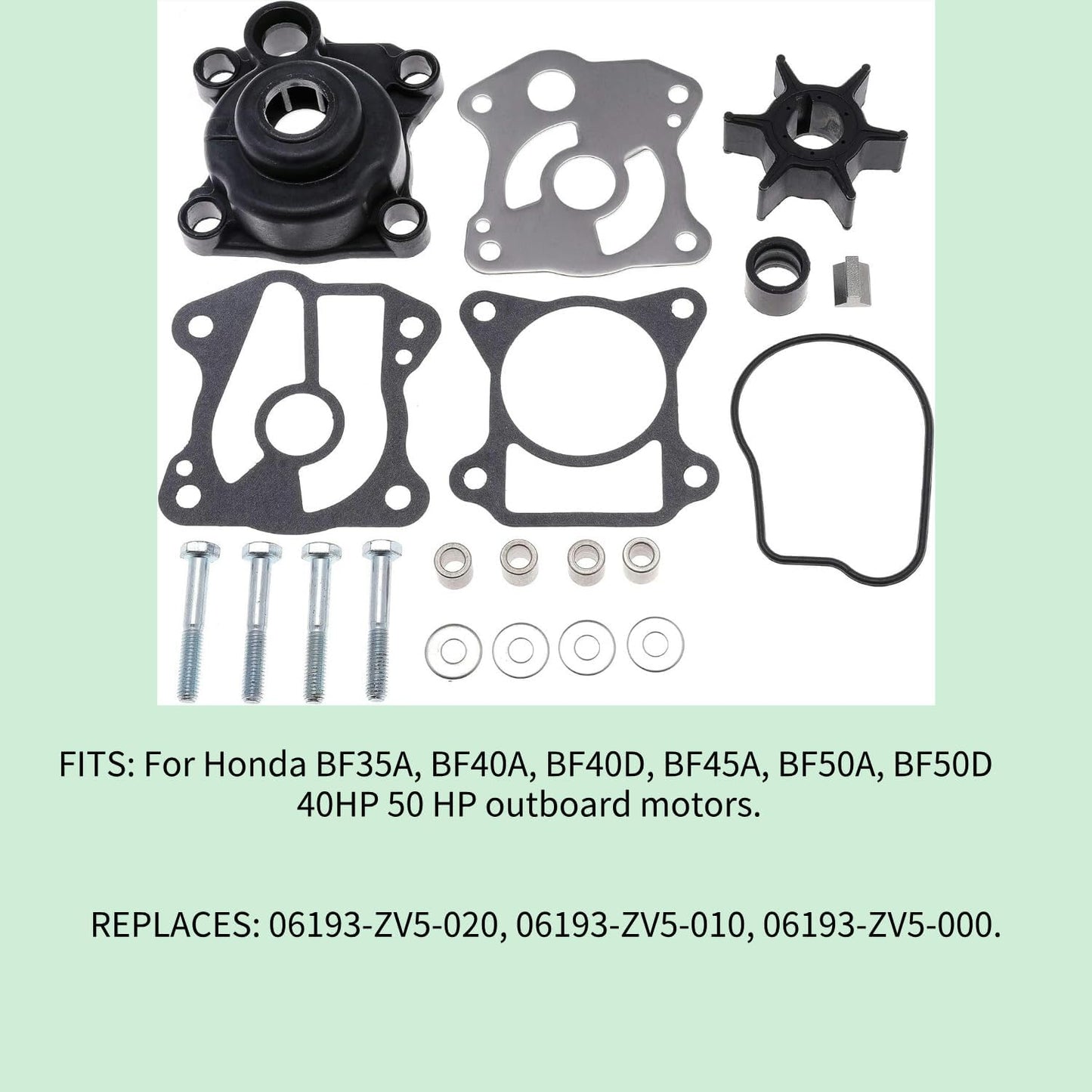 06193-ZV5-020 Water Pump Impeller Kit with Housing for Honda BF35A BF40A BF40D BF45A BF50A BF50D 40 50 HP 4-Stroke Outboards Motors Replace 06193-ZV5-010