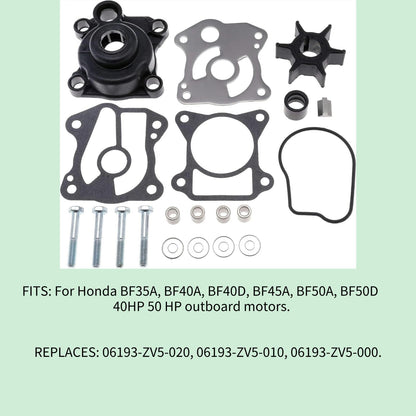 06193-ZV5-020 Water Pump Impeller Kit with Housing for Honda BF35A BF40A BF40D BF45A BF50A BF50D 40 50 HP 4-Stroke Outboards Motors Replace 06193-ZV5-010