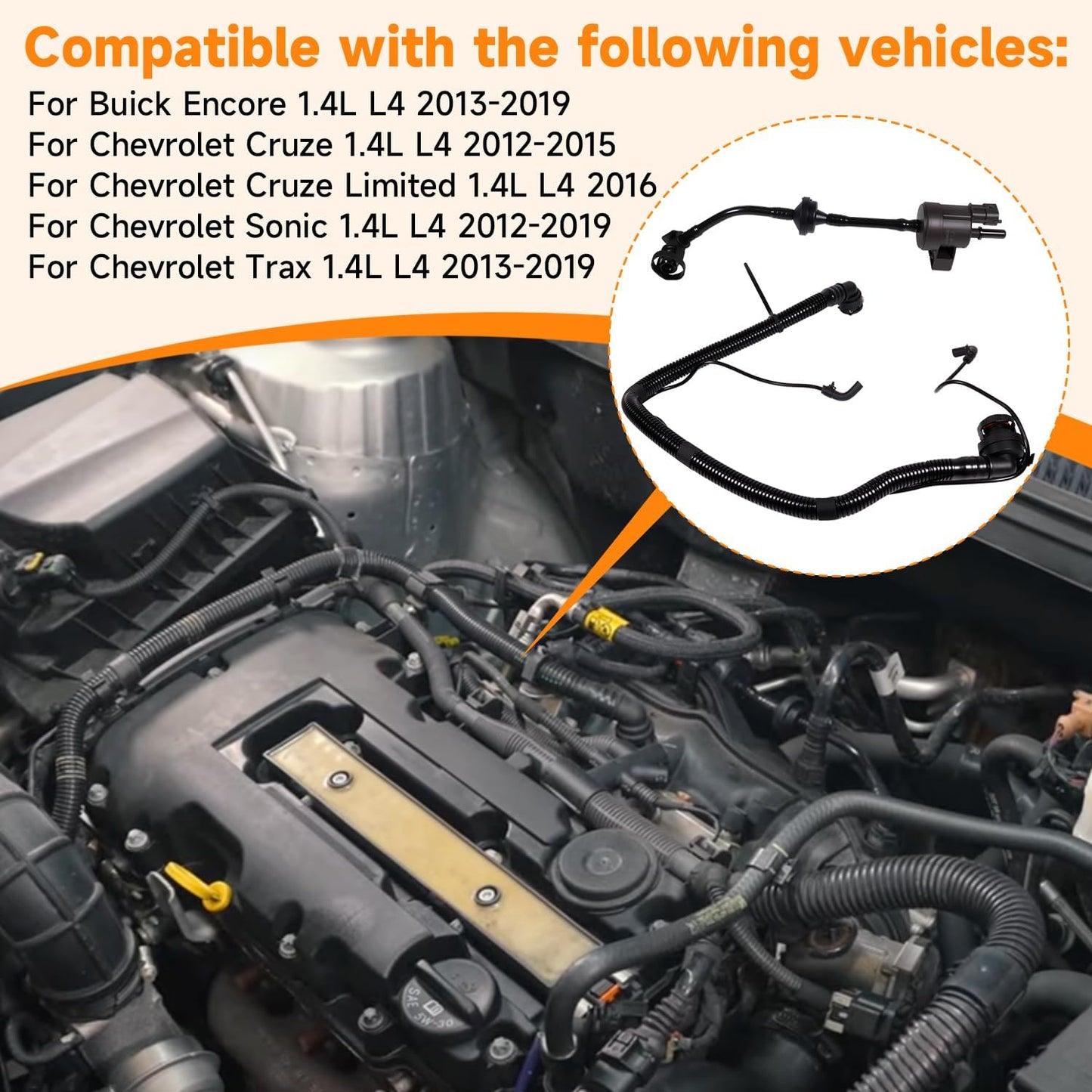 Vapor Canister Purge Valve Solenoid EVAP Vent Purge Control Valve Replace 55573017 and PCV Valve Hose Replace 25193343 for Chevrolet Sonic Trax Cruze Encore 2011-2020