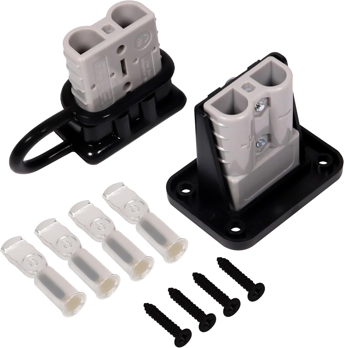 50A 600V Battery Quick Connect Disconnect Set 6-12AWG Battery Cable Connector Fit for 6/8/10/12 Gauge Connect and Disconnect Plug Connector with Protect Cover and Screws