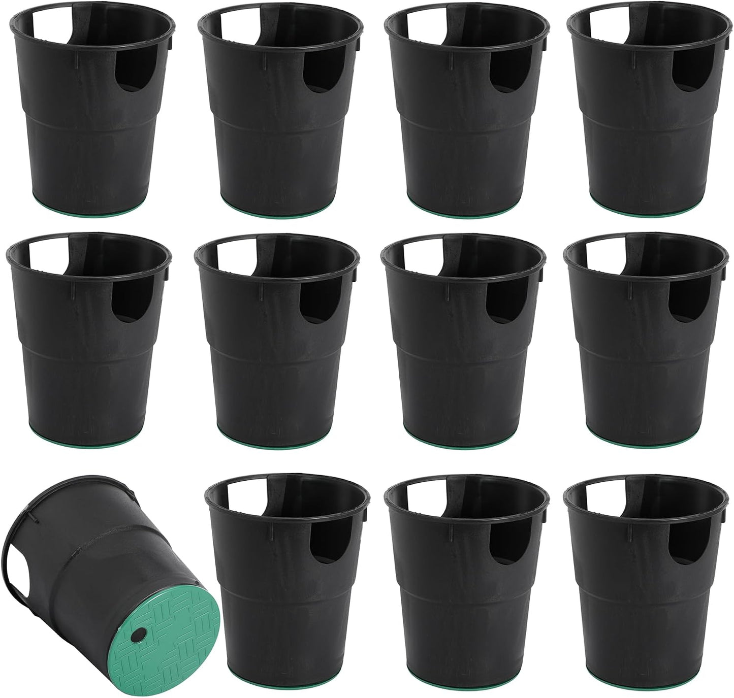 6 in Round Sprinkler Valve Box and Cover, 9" Height Irrigation Valve Box Base Extension for Garden Yard Outdoor Lawn Grassland Ground Farm, with Green Overlapping Cover (Valve Box - 12 Sets)
