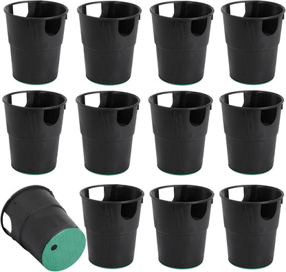 6 in Round Sprinkler Valve Box and Cover, 9" Height Irrigation Valve Box Base Extension for Garden Yard Outdoor Lawn Grassland Ground Farm, with Green Overlapping Cover (Valve Box - 12 Sets)