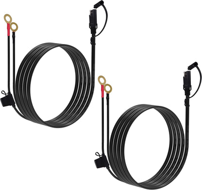 5FT 18AWG SAE Extension Cable, SAE Battery Charger Cord 18 AWG, 2 Pin Quick Disconnect SAE to O Ring Terminal Harness Extension Cord for Solar Batteries Cars Motorcycles, 6pcs