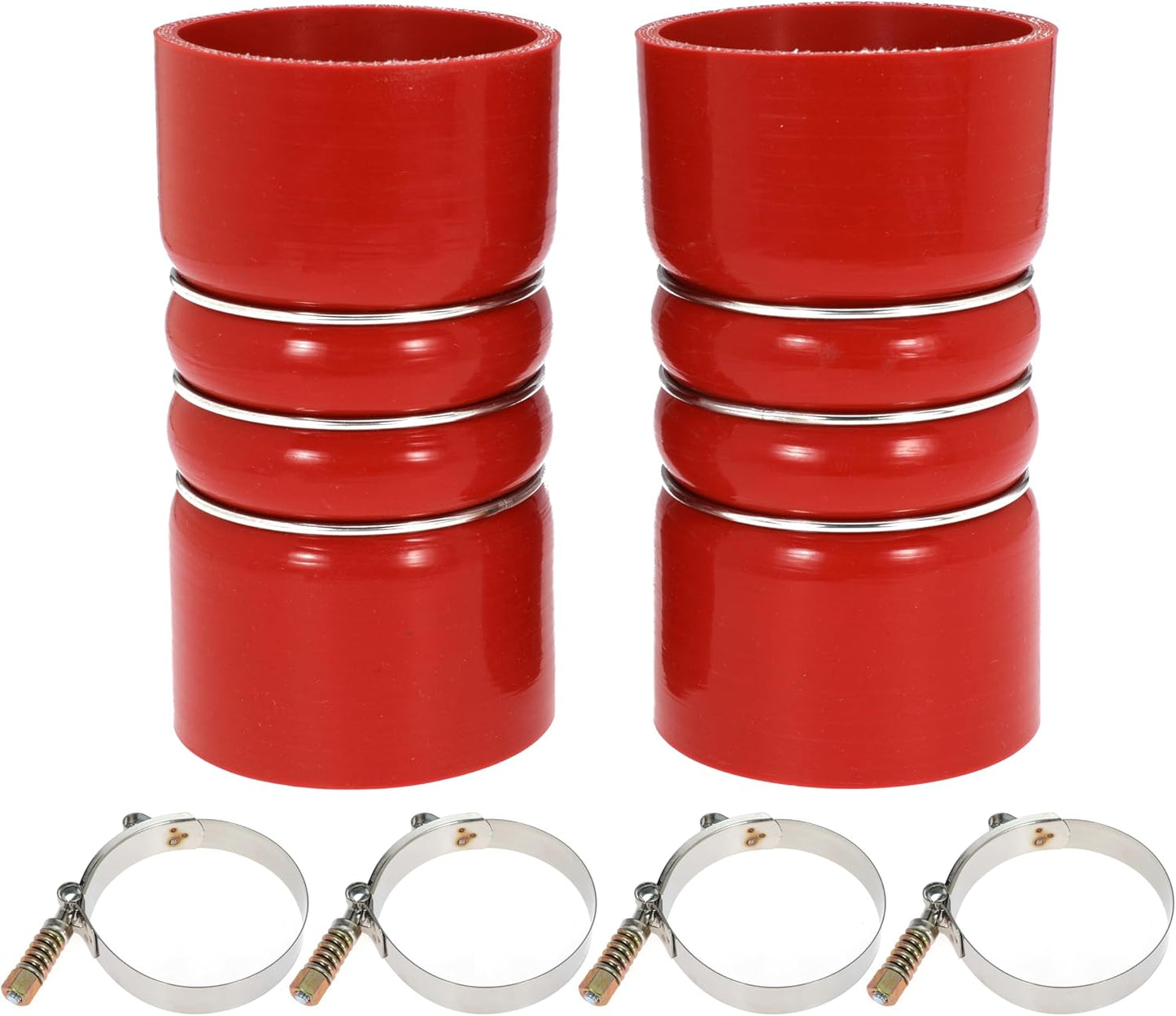 3 Inch Silicone Charge Air Cooler Hump Hose Boot Set 3" X 6" with T Bolt Clamp Red (Hose-3060-RD)