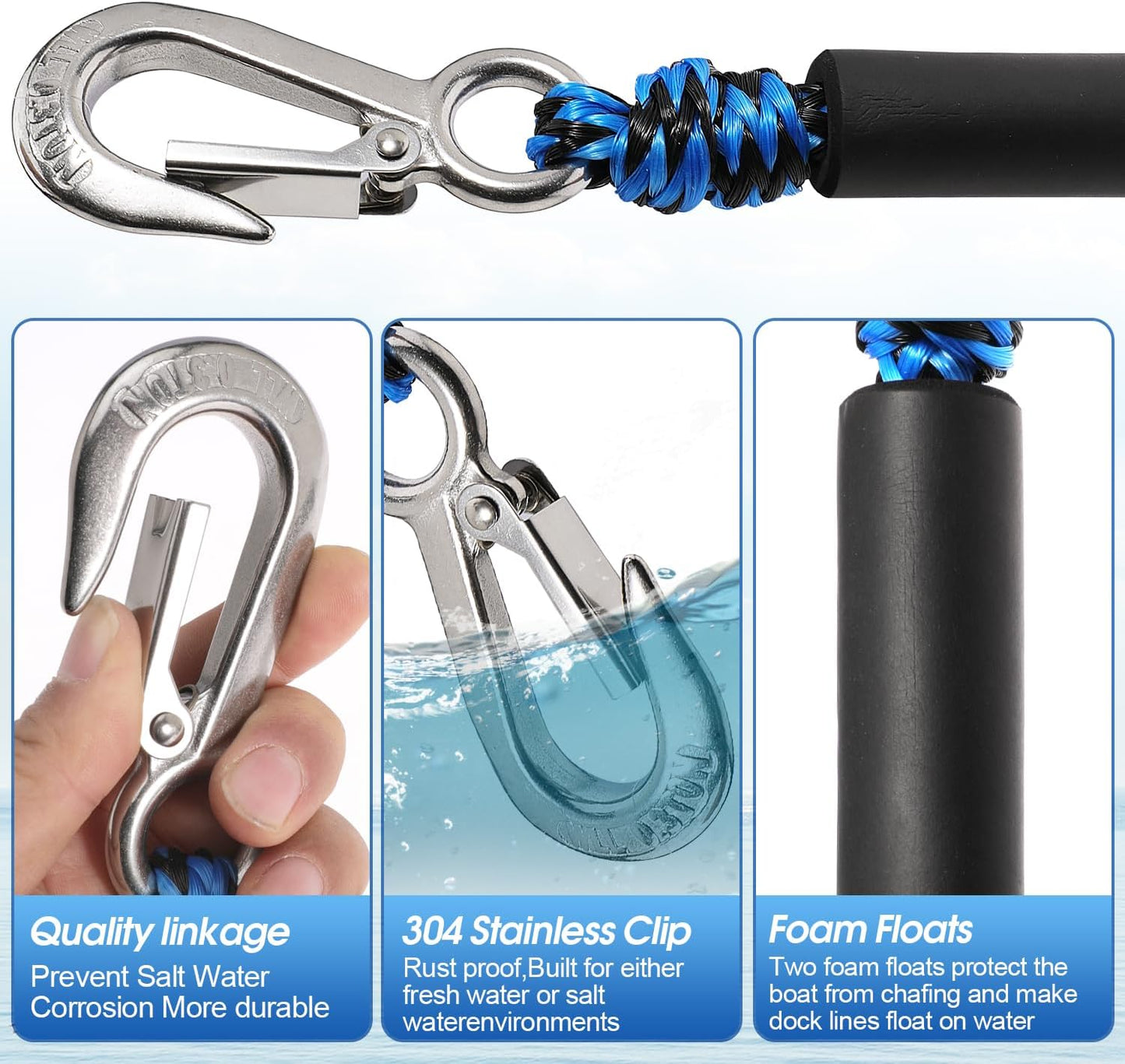 Heavy Duty Boat Tow Harness for Tubing Self Centering Boat Tow Rope with Stainless Steel Quick Connector for Boat Water Sport Water Ski Jet Ski Wakeboarding