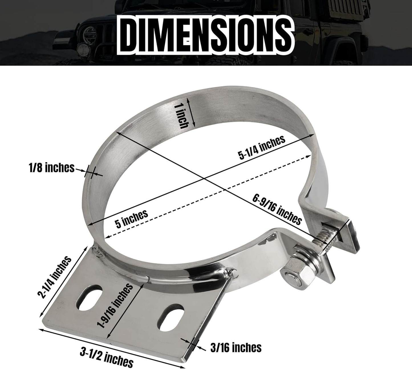 5" Stack Exhaust Clamp for Peterbilt 379 359 1987-1993 Exhaust Stack Pipe 5 inch Mount Bracket Replace 10294 (1)
