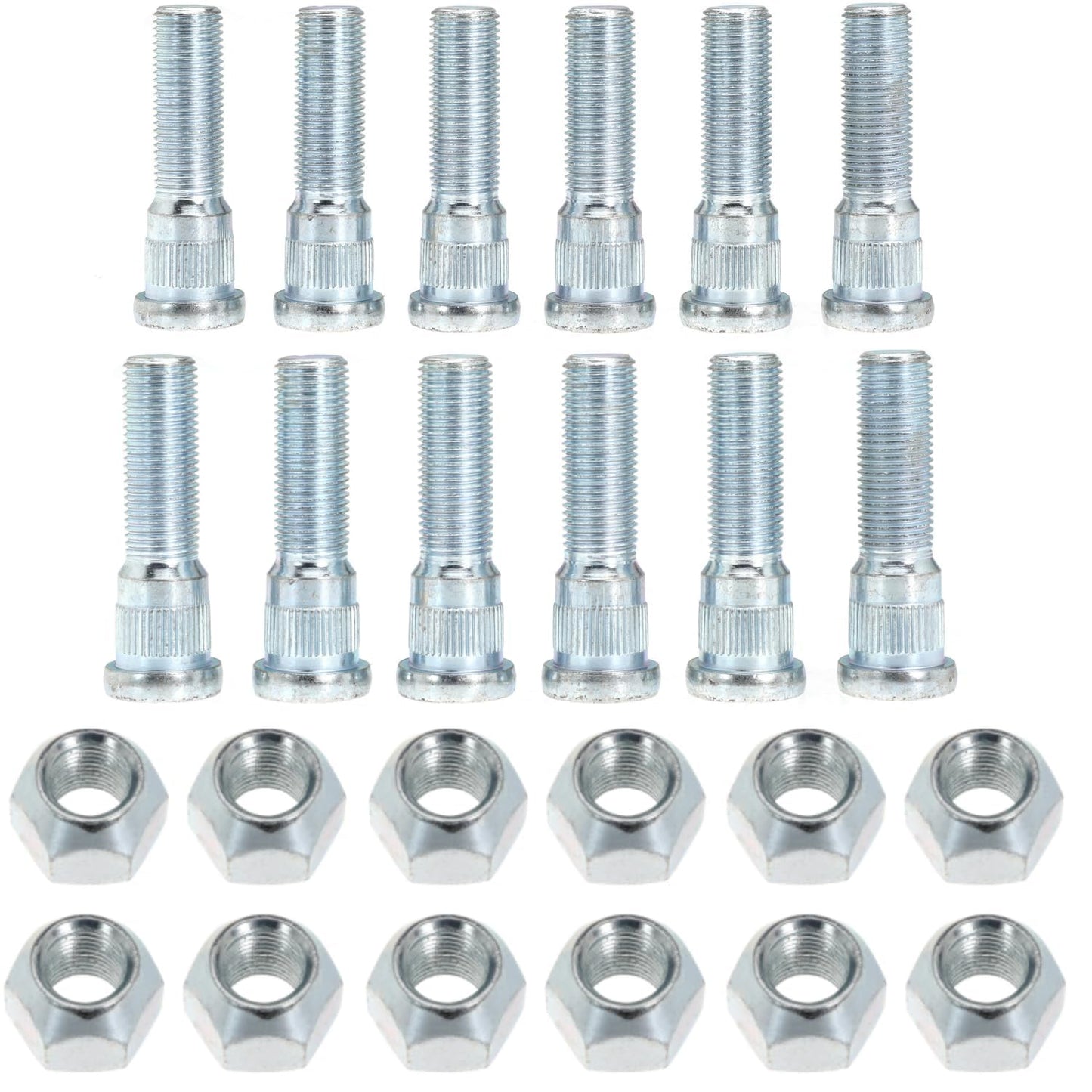 1/2-20 Inch Wheel Stud with Nuts for Trailer for Lippert Axles 2000 lb to 3500 lb for Dexter 4400 lb with 1/2"-20 UNF Thread Size (12Sets)