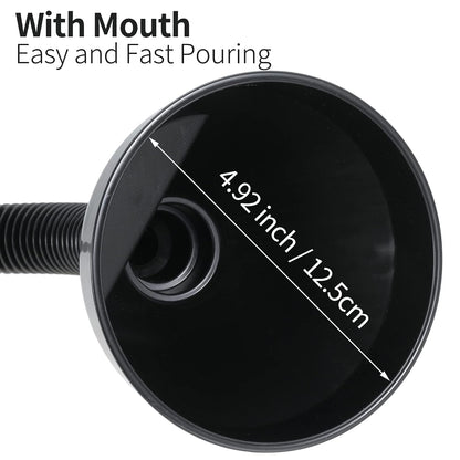 Wide Mouth Oil Funnel with Flexible Extension Nozzle Hose with Handle Mesh Screen Filter for Cars Motorcycles Engine Oil Kerosene Gasoline Gas Fuel Diesel Water Fluid Coolant Liquid Black 1PC (1)