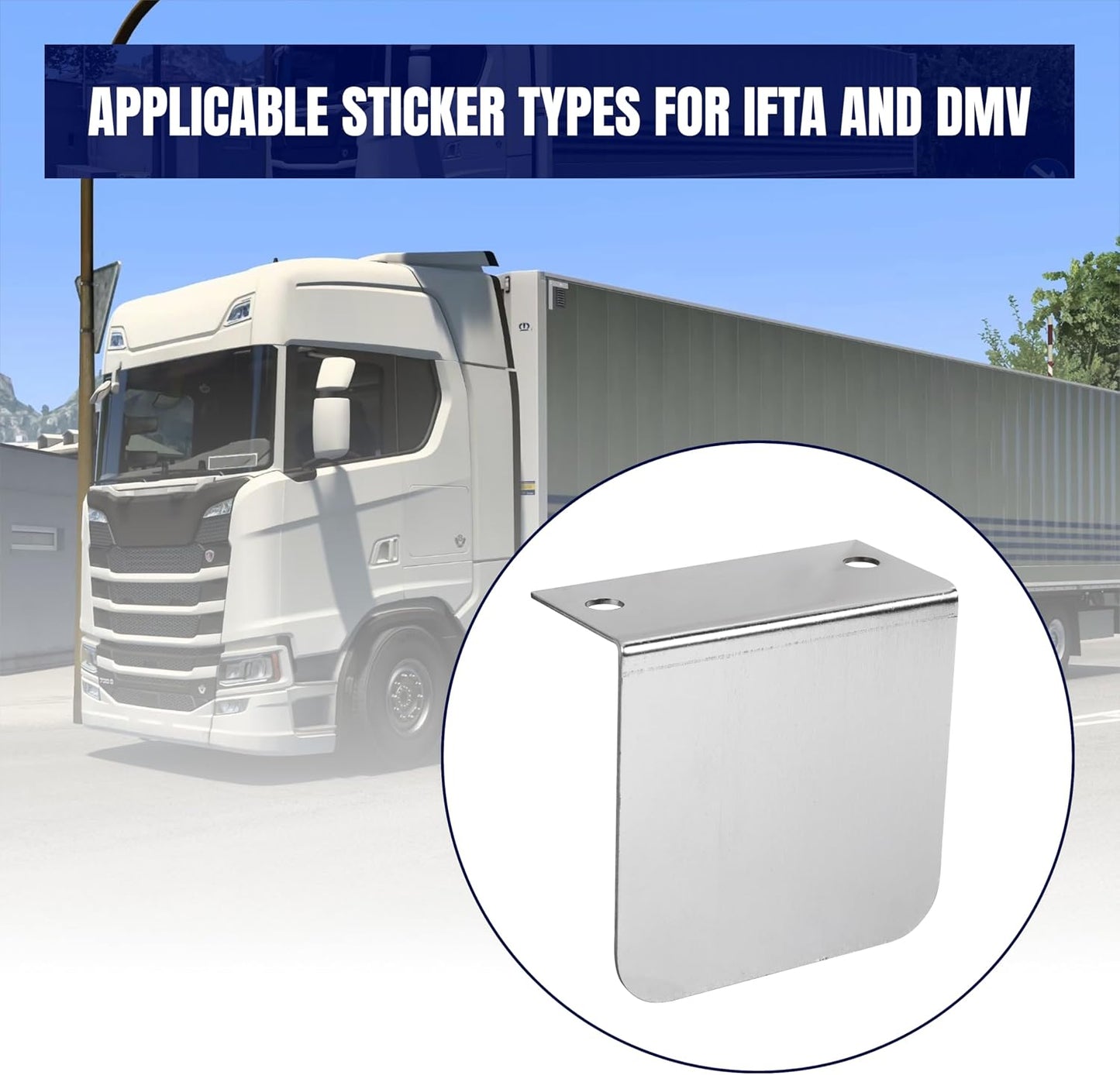 Permit Sticker Holder for IFTA for DMV Class Chrome L Bracket Replace 60788 for Truck Car Parking Passes Permits Small Stickers Vehicle Emblems Mounting