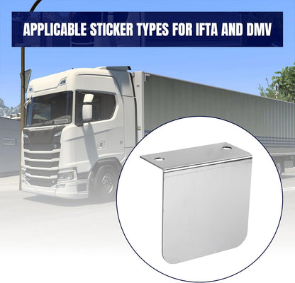 Permit Sticker Holder for IFTA for DMV Class Chrome L Bracket Replace 60788 for Truck Car Parking Passes Permits Small Stickers Vehicle Emblems Mounting