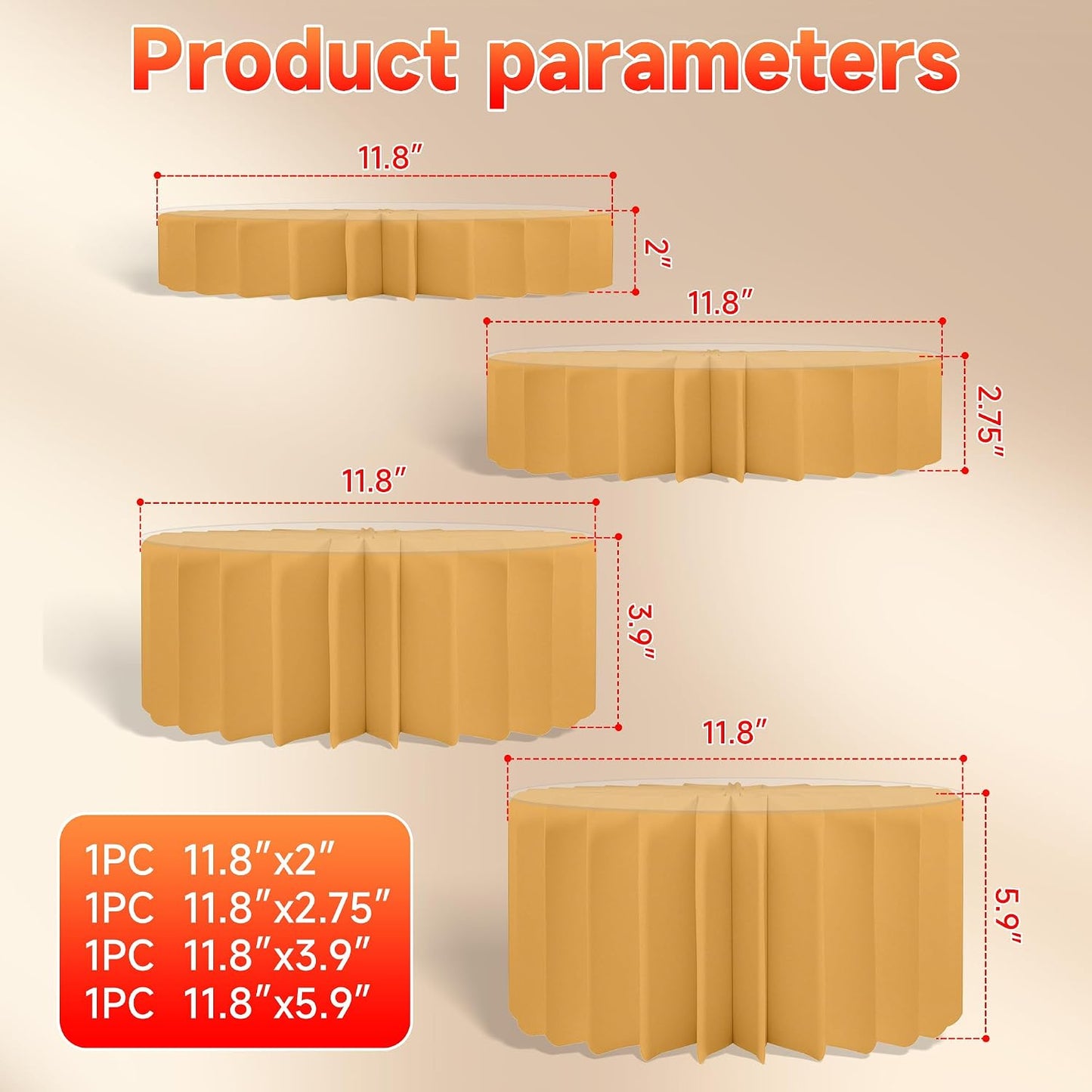 4-Pack Buffet Risers |Food Risers for Buffet Table,Black able Acrylic Risers Display Stands for Party | Cake Stand for Wedding, Birthday & Festive Tables (glod, 4 park)