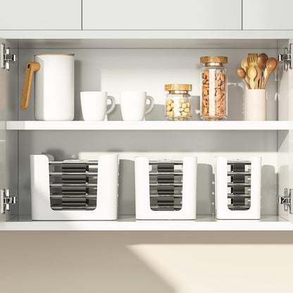 frtzal Food Container Lid Organizer,3-Pack – Compatible with Rubbermaid Brilliance Snap-On Lids, Stackable Lid Holder Rack, Kitchen Storage Holder 4.7 Cup,3.2 Cup,1.3 Cup. 0.5 Cup Container (white)