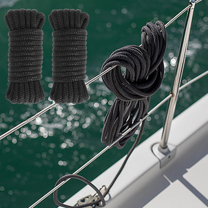 Boat Dock Lines 2 Pack 1/2" x 15FT Boat Lines Nylon Marine Rope for Boats Double-Braided Bumper Rope Boat Lines for Docking Boat Lines Dock Ties