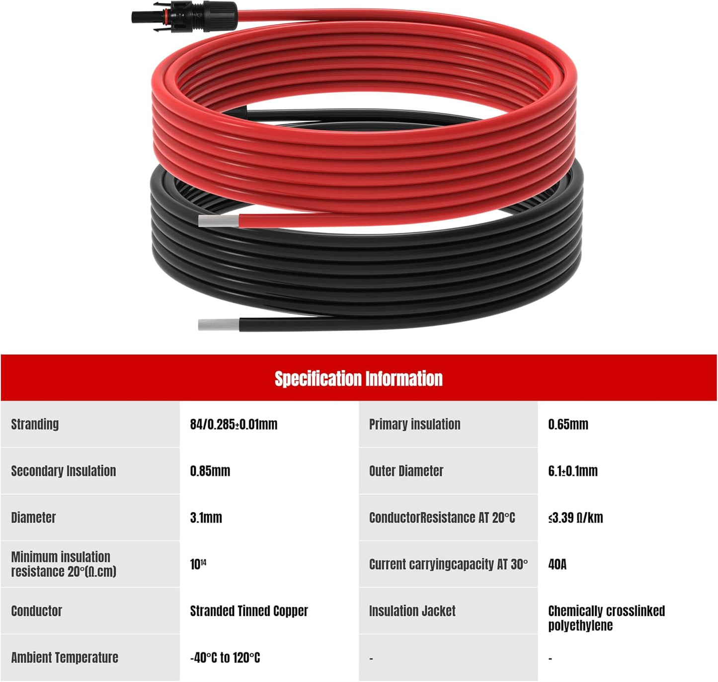20Ft 10AWG Solar Panel Extension Cable, 10 AWG Solar Extension Cable 10 Gauge 20 Feet Solar Wire with Solar Panel Female Male Waterproof Connectors for RV Boat Home (10 AWG-20Ft)