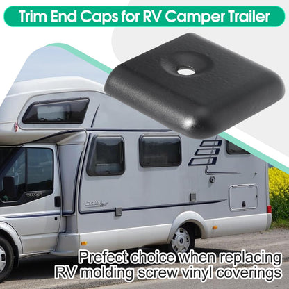 RV Trim End Caps for 1 Inch Vinyl RV Trim Molding Screw Covering Strip (Black, 4pcs)