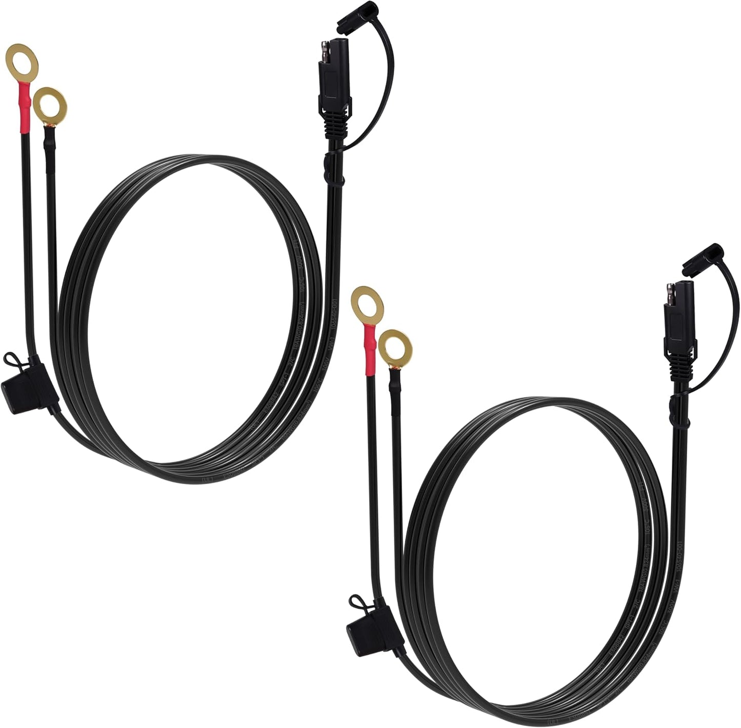 3.3FT 18AWG SAE Extension Cable, Battery Charger Cord 18 AWG, 2 Pin Quick Disconnect SAE to O Ring Terminal Harness Extension Cord for Solar Batteries Cars Motorcycles, 6pcs