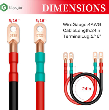 4 AWG Golf Cart Battery Cables for EZGO TXT 1994-UP 36V/48V 4 Gauge Pure Copper Wire