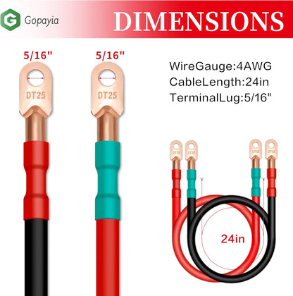 4 AWG Golf Cart Battery Cables for EZGO TXT 1994-UP 36V/48V 4 Gauge Pure Copper Wire