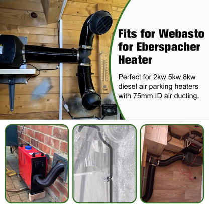 75mm Diesel Heater Pipe Duct Vent Kit with Warm Air Outlet for Webasto for Eberspacher 2KW 5KW 8KW Diesel Parking Heaters (Y-shape)