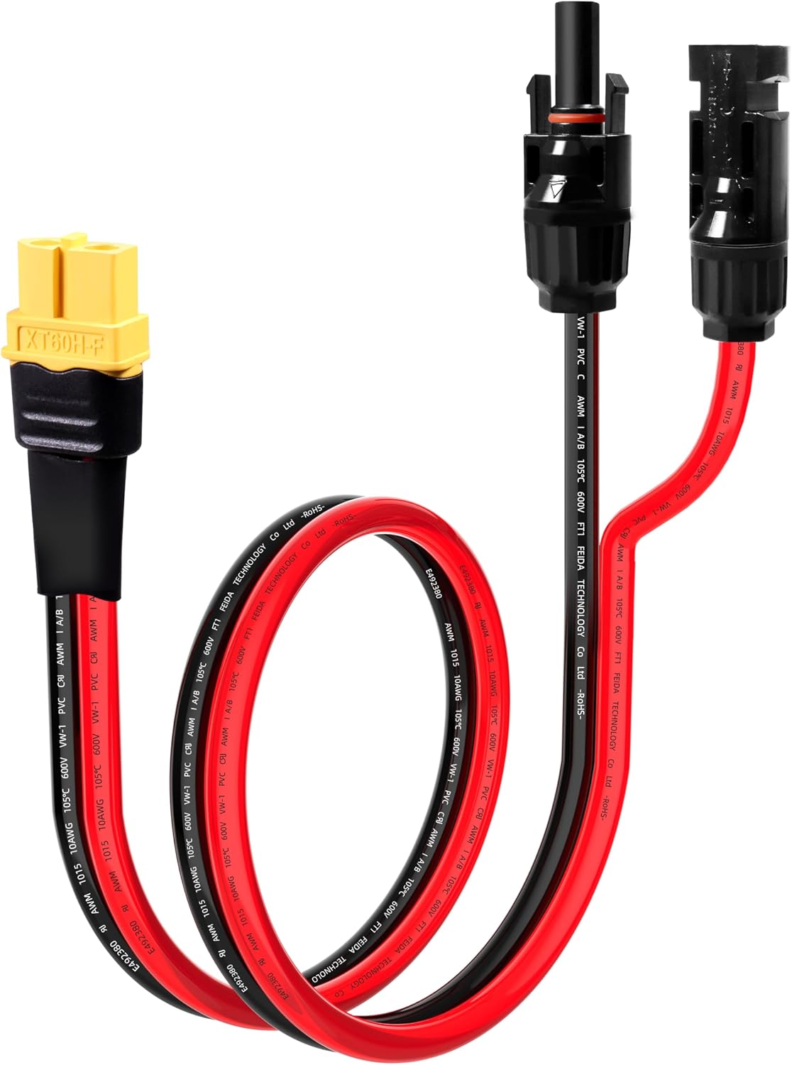 10AWG 2FT Solar to XT60 Charge Extension Cable for Solar Panels Portable Power Stations Solar Connector to XT60H Cables