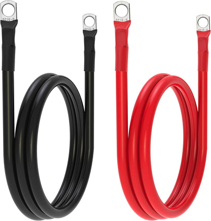 6 AWG Battery Cable 6 Gauge Battery Wires with 5/16 terminals Power Inverter Cables for Solar Boat Marine RV Car (5FT, with 3/8"+5/16" Top Post Set)