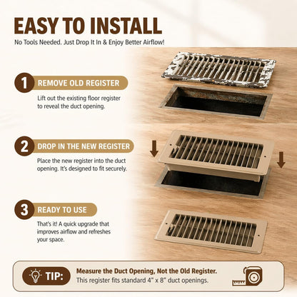 16 Pack 4"x 8" RV Floor Vent Covers Register Vents Walkable Floor Vents Air Vent Covers for Mobile Home Floor Heater