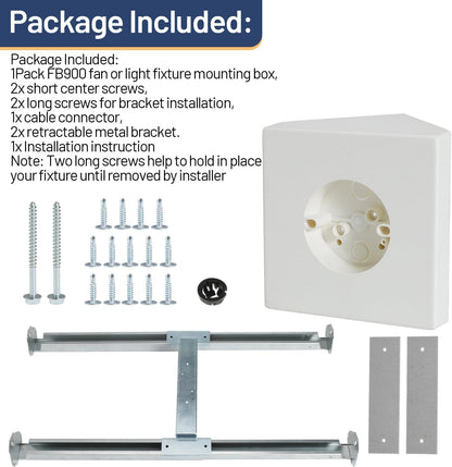 Ceiling Fan Light Fixture Mounting Box Fan Mounting Bracket FB900 Ceiling Fan Angle Mount for Cathedral Ceiling Angles of 80°and Up with Metal Bracket