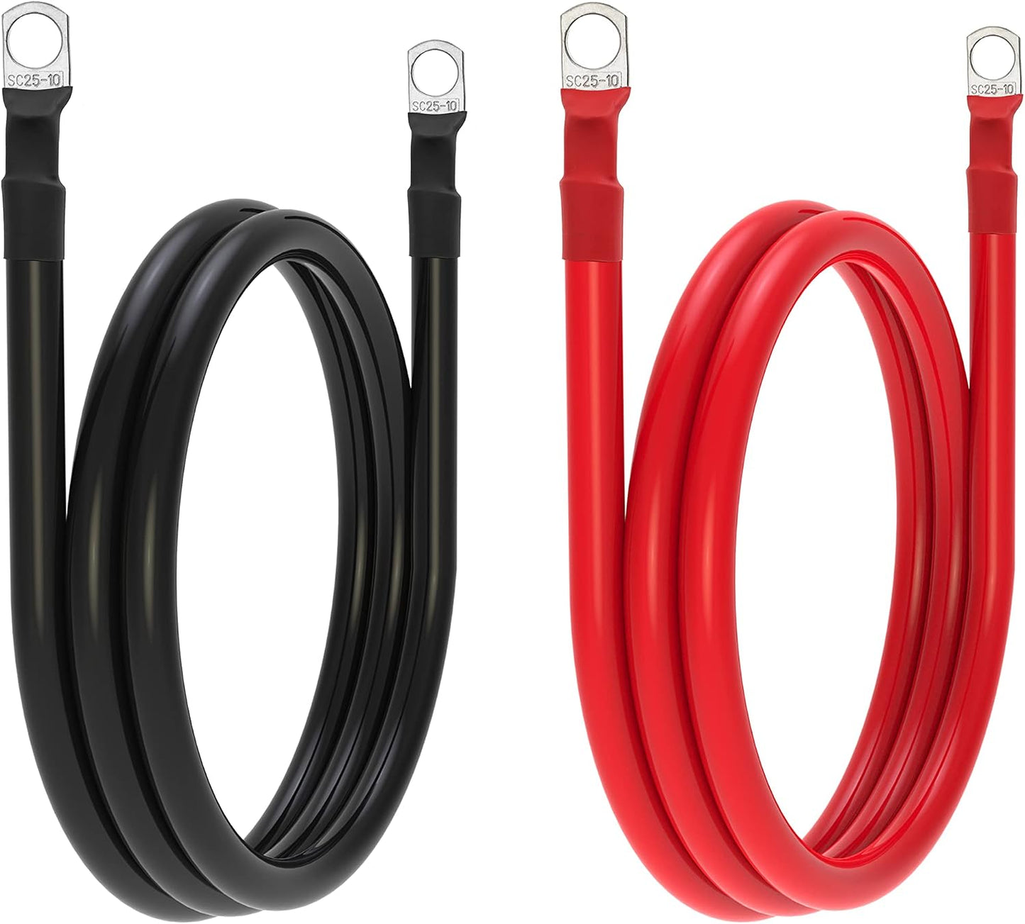 4 AWG Battery Cable 4 Gauge Battery Wires with 3/8 terminals Power Inverter Cables for Solar Boat Marine RV Car (4FT, 1 red+1 black cable)