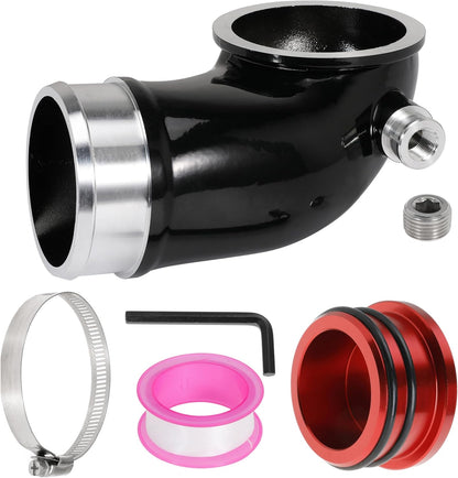 6.6 Turbo Mouthpiece, LLY Engine Turbo Mouthpiece Fits for Duramax 6.6L LLY 2004.5-2010, Inlet Manifold Intake Elbow Compatible with Chevrolet GMC Sierra Trucks with 117000500 Pipe, Siver