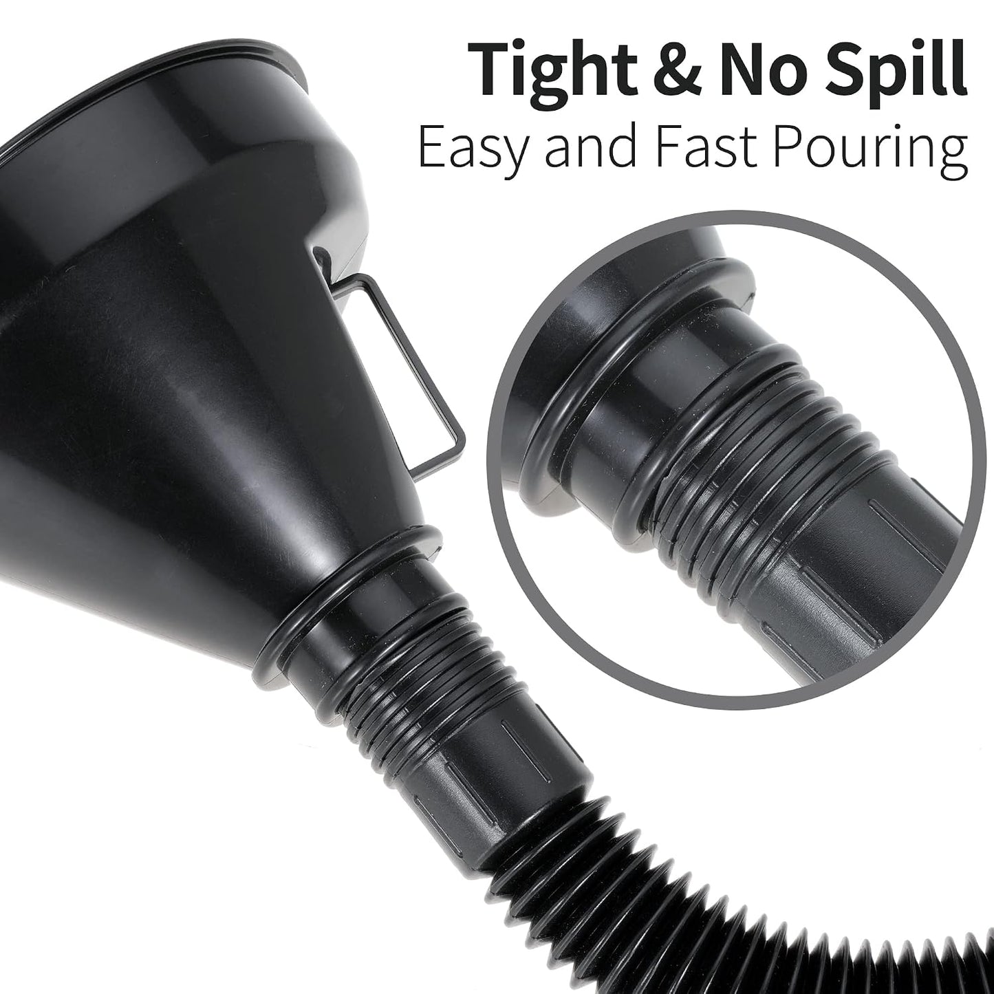 Wide Mouth Oil Funnel with Flexible Extension Nozzle Hose with Handle Mesh Screen Filter for Cars Motorcycles Engine Oil Kerosene Gasoline Gas Fuel Diesel Water Fluid Coolant Liquid