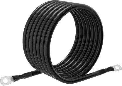 6 AWG Battery Cables 6 Gauge Battery Power Inverter Cable with 5/16 Inch Tinned Copper Lugs Both Ends for Solar Marine Boat RV Car Motorcycle 2 pcs (7FT)