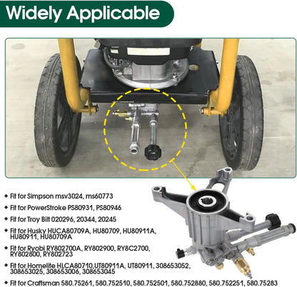 High Pressure Washer Pump Replace RMW22G24-EZ-SX Left-Handed Pump Aluminum Vertical 7/8" Shaft Power Washer Pump Head for Troy Bilt for Simpson for Husky for Ryobi for Craftsman 2400 PSI, 2.2 GPM