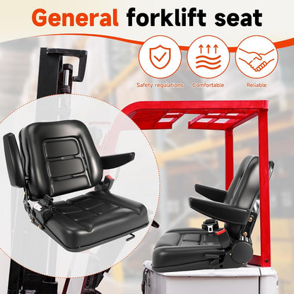 Universal Forklift Seat, Tractor Seat,with Micro Switch and Safety Belt,for Tractor, Mower, Skid, Loader, Telehandler, Backhoe, Excavator Dozer
