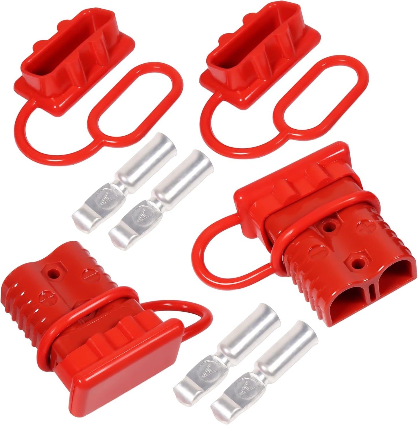 175A 600V Battery Quick Connect Disconnect Connectors Wire Harness Plug Kit for 2-4 Gauge Cables, Red