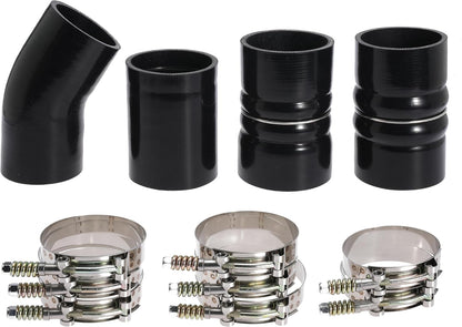 6.0 Turbo Intercooler Boots Clamps Kit For Ford F250 F350 Super Duty Excursion Econoline 6.0L Powerstroke Diesel 6.0 Turbo Intercooler Pipe Boot Kit 2003-2007 with T Bolt Clamp