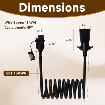 18 AWG 4.5FT 7 Pin to 4 Pin Trailer Wire Adapter, 7 to 4 Trailer Plug for Trailer Towing, 7 Way Round to 4 Way Flat Trailer Coiled Extension Wiring Harness Connector for Tow Vehicles, Black