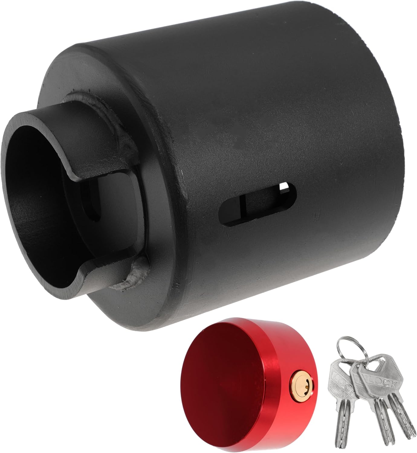 2-5/16" Trailer Lock, 2-in-1 Anti-Theft Trailer Hitch Coupler Lock Fits 2-5/16 Inch Ball Couplers on Trailers RVs Boats (with Black Lock)