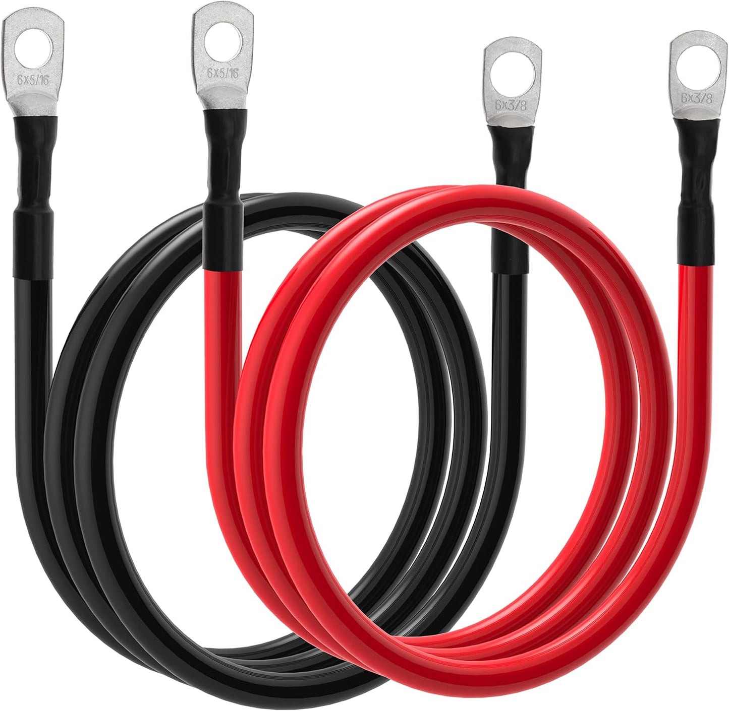 5 AWG Battery Cables 5 Gauge Power Inverter Cables with 3/8 Inch and 5/16 Inch Lugs Each End for Solar Marine Boat Vessel RV Car SUV Truck Tractor Motorcycle 2pcs (10FT, 5 AWG)