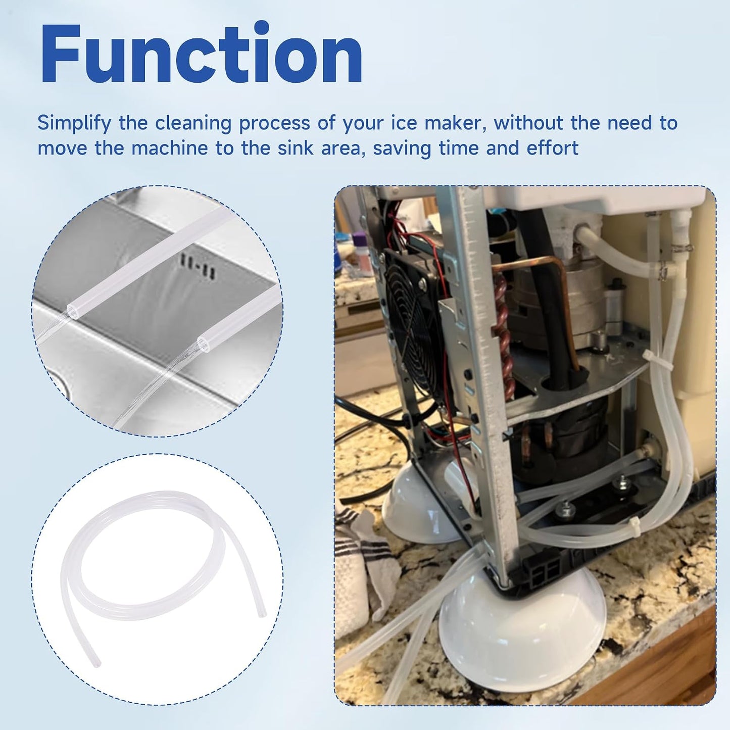 6.7ft Drain Hose Extension for Nugget for Opal Ice Maker for Ice Maker with 1/4'' ID Draining Hoses