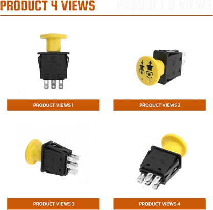 Clutch PTO Switch 8 Terminals for Scag for Murray for AYP for Husqvarna Compatible with 481687, 483957, 94927MA, 6201316MA, 146283, 140404, 430-433, 532140404, 1716332SM, 10 AMP, Yellow Knob