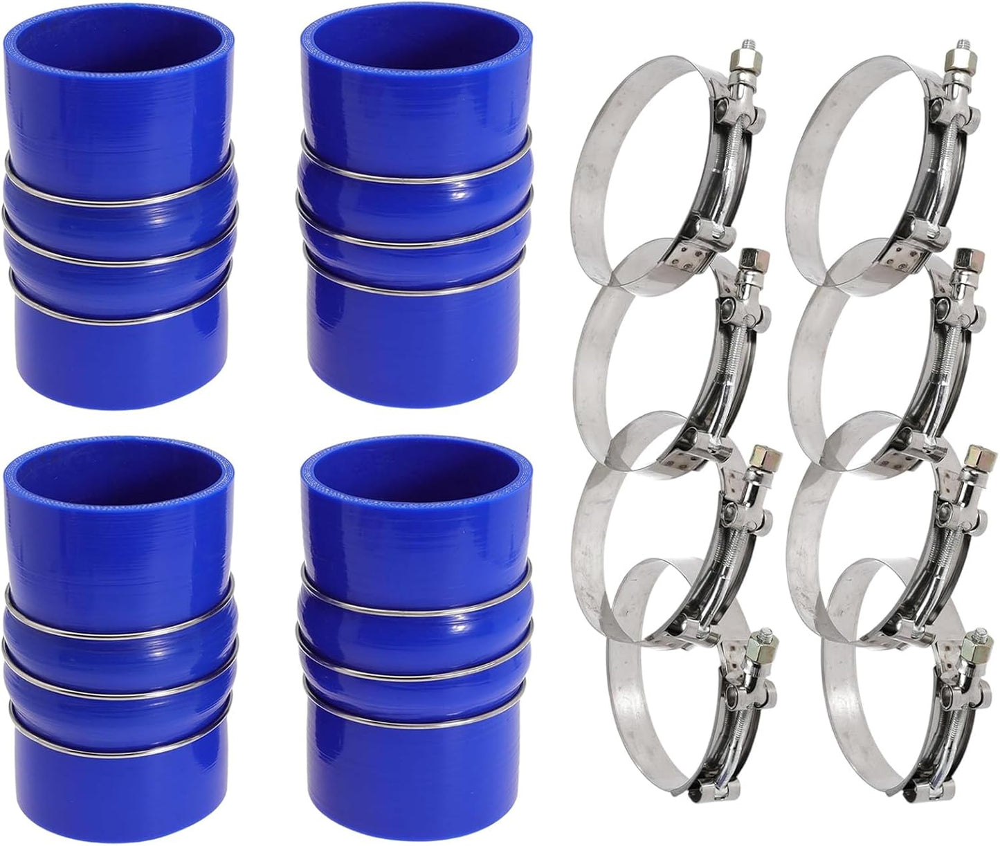 3.5 Inch Silicone Charge Air Cooler Hump Hose Boot Set 3 1/2 x 6 3/8 Inch with T Bolt Clamp Blue 2PC